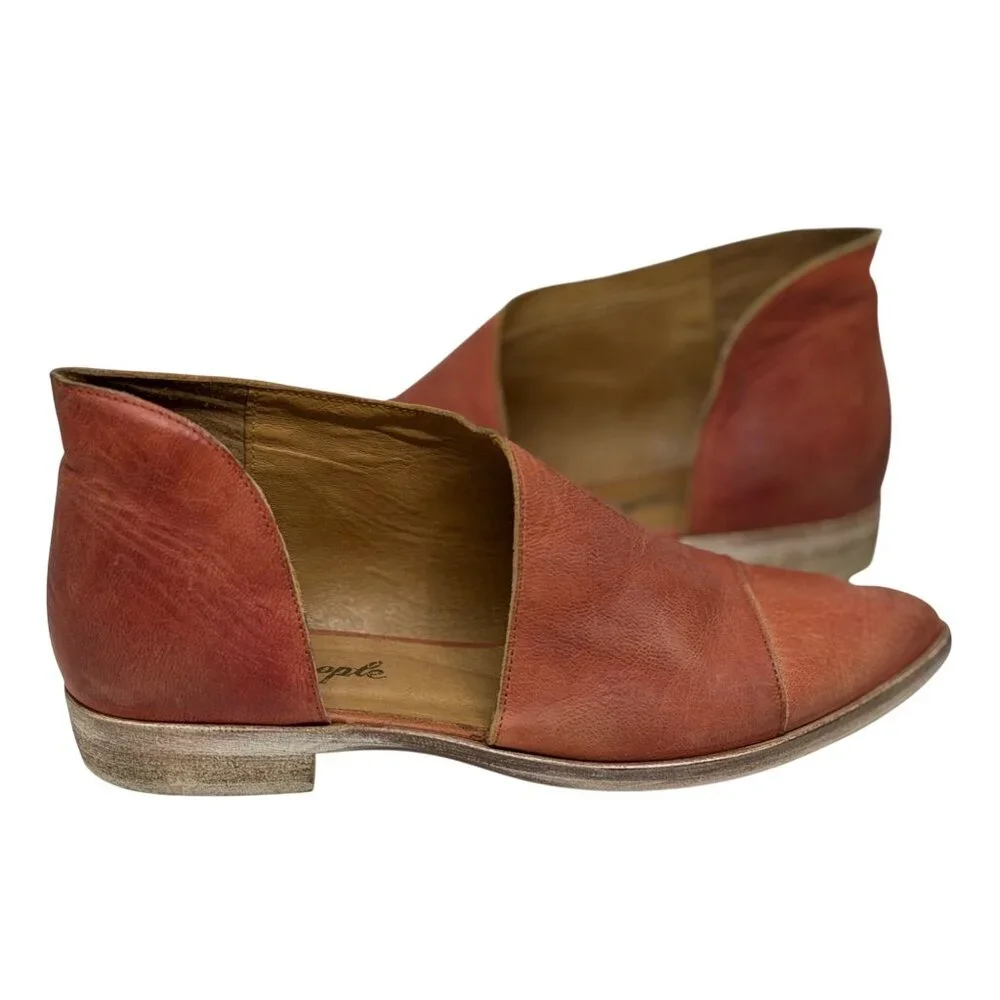 Free People Royale D’Orsay Brown Leather Flat Shoes EU 38 US 7.5 Made in Spain - Picture 1 of 10